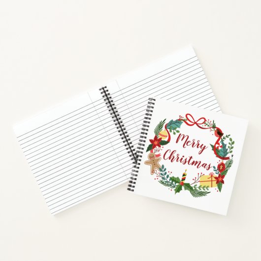 Carnet Simple Merry Christmas Wreath | Ordinateur portabl (Intérieur)