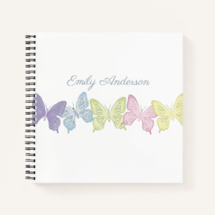 Carnet Simple mignon Pastel Botanique Papillons de la nat