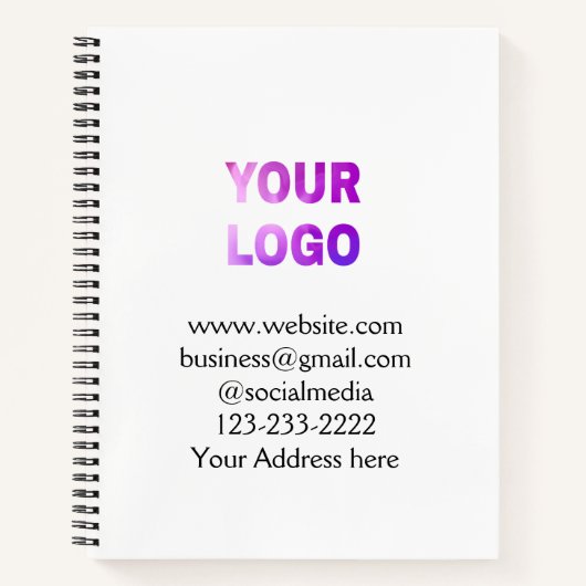 Carnet simple minimal add your logo/design here text pos (Devant)