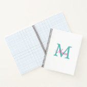 Carnet simple minimal ajouter nom monogramme vert rose bl (Intérieur)