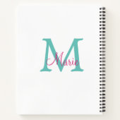 Carnet simple minimal ajouter nom monogramme vert rose bl (Dos)