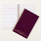 Carnet Simple Minimal Bourgogne Vin & Or Spirale Brillant (À l'intérieur)