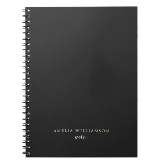 Carnet Simple Minimalist Black White Personalized Name (Devant)