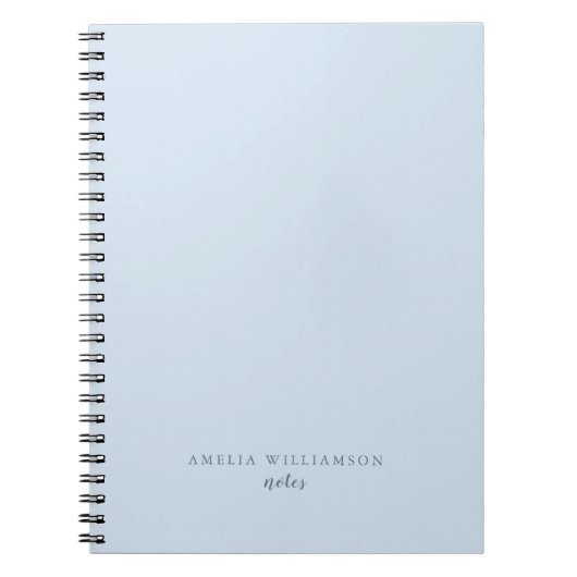 Carnet Simple Minimalist Soft Blue Personalized Name (Devant)