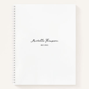 Carnet Simple minimaliste moderne Nom de script blanc Rec