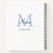 Carnet simple minimum ajouter nom monogramme violet vert  (Dos)