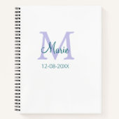 Carnet simple minimum ajouter nom monogramme violet vert  (Devant)