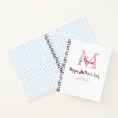 Carnet simple minimum de jour mère monogramme nom rose te (Intérieur)