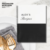Carnet Simple Modern Chic noir et blanc Nom Recette