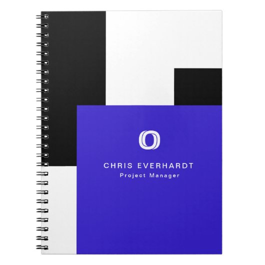 Carnet Simple Moderne Bloc de Couleur Bleu, Noir et Blanc (Devant)