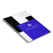 Carnet Simple Moderne Bloc de Couleurs Bleu, Noir et Blan (Côté Droit)