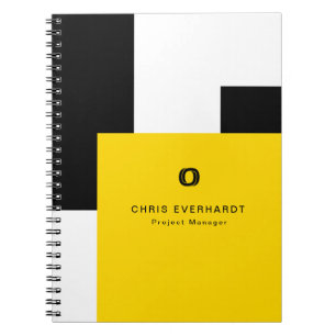 Carnet Simple Moderne Bloc de Couleurs Jaune Blanc et Noi