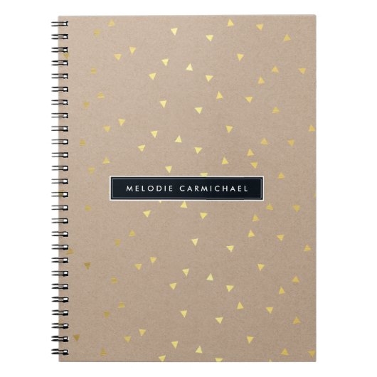 Carnet SIMPLE moderne geo confetti motif feuille d'or kra (Devant)