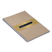 Carnet SIMPLE moderne mignon chevron motif feuille d'or k (Côté Droit)