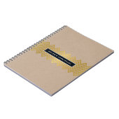 Carnet SIMPLE moderne mignon chevron motif feuille d'or k (Côté gauche)