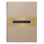 Carnet SIMPLE moderne mignon chevron motif feuille d'or k (Devant)