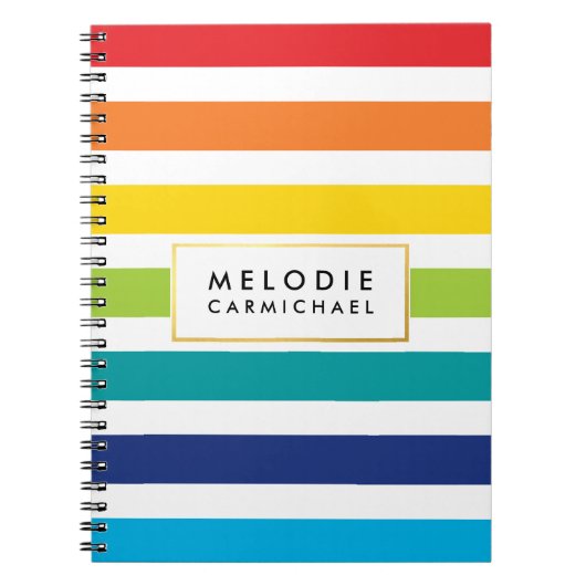 Carnet SIMPLE moderne mignon motif proppy rayé brillant (Devant)