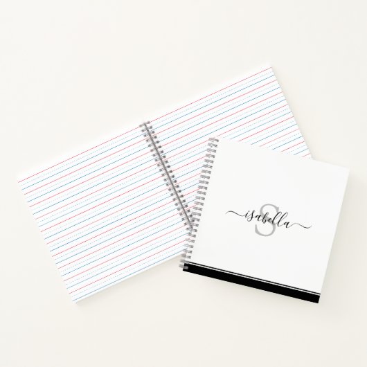 Carnet Simple Moderne Monogrammé Élégant (Intérieur)