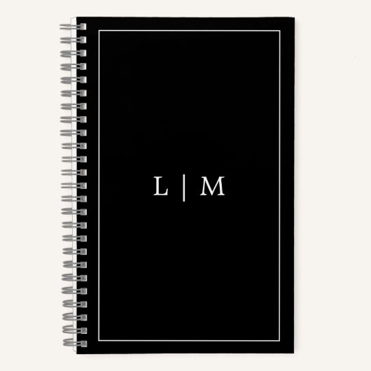 Carnet Simple Monogramme Entreprise Noir (Recto)