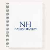Carnet Simple Monogramme Moderne Bleu (Devant)
