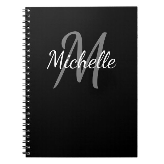 Carnet Simple monogramme noir et blanc (Devant)