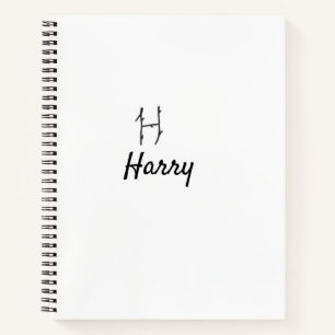 Carnet Simple monogramme noir minimaliste lettre H ajoute