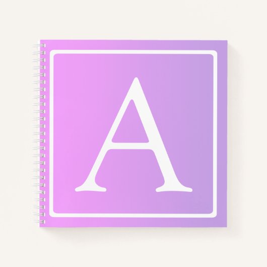 Carnet Simple Monogramme | Ombré Rose/Violet Subtil (Devant)
