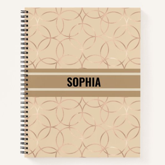 Carnet Simple Motif circulaire beige avec votre nom (Devant)