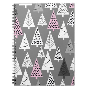 Carnet Simple motif de Noël. gris et blanc Abstrait