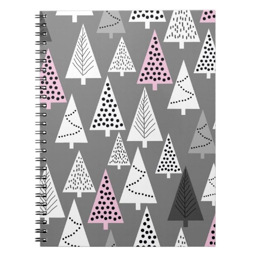 Carnet Simple motif de Noël. gris et blanc Abstrait (Devant)