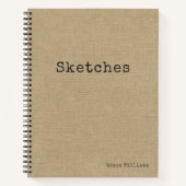 Carnet Simple Motif Rustique Burlap avec votre nom (Devant)