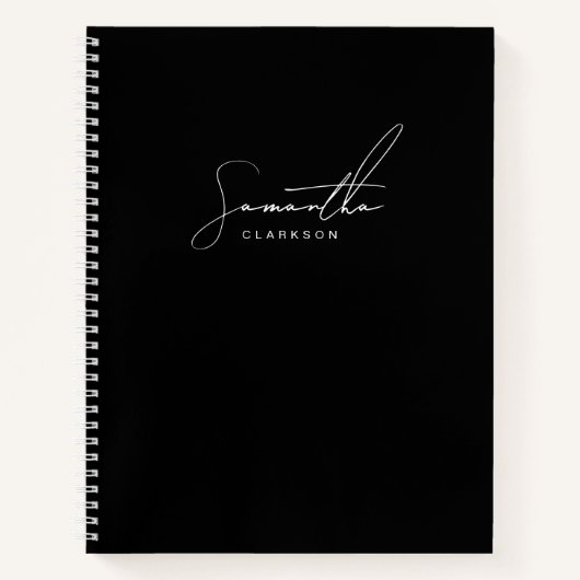 Carnet Simple noir et blanc manuscrit script personnel (Devant)