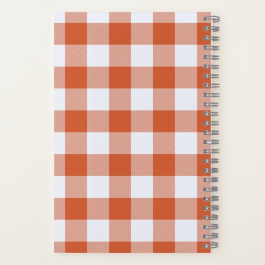 Carnet Simple Orange Buffalo Check Nom du monogramme (Verso)