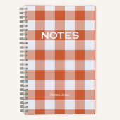 Carnet Simple Orange Buffalo Check Nom du monogramme (Recto)