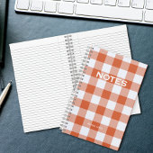 Carnet Simple Orange Buffalo Check Nom du monogramme