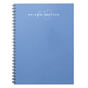 Carnet Simple Pastel Bleu Minimaliste Deux Monogrammes No