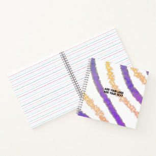 Carnet simple personnalisé bleu violet noir feuilles ajou
