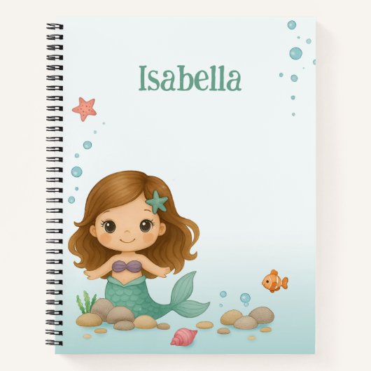 Carnet Simple petite sirène mignonne (Devant)
