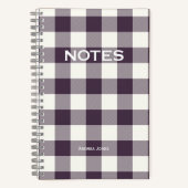 Carnet Simple Plum Buffalo Check Nom du monogramme (Recto)