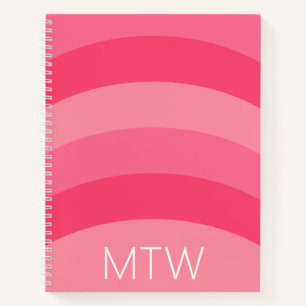 Carnet Simple rayures roses Monogrammes blancs