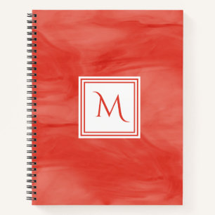 Carnet Simple rouge orange subtil marbre moderne Monogram