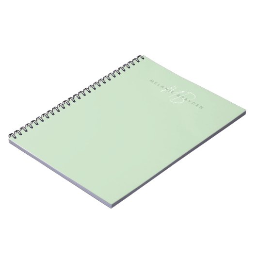 Carnet Simple Sage GreenMinimalist Nom de deux monogramme (Côté gauche)