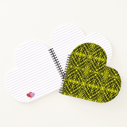 Carnet Simple Scribble | Carreaux miroir | jaune | Coeur (Intérieur)
