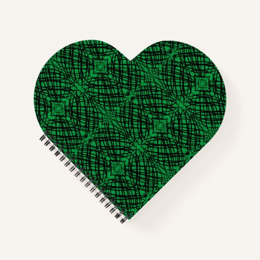 Carnet Simple Scribble | Carreaux miroir | Vert | Coeur (Devant)