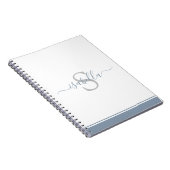 Carnet Simple Script Moderne Monogramme Élégant Dusty Blu (Côté Droit)
