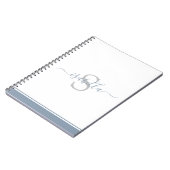 Carnet Simple Script Moderne Monogramme Élégant Dusty Blu (Côté gauche)