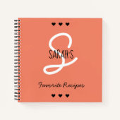Carnet Simple Script Monogramme Coral Recettes favorites (Devant)