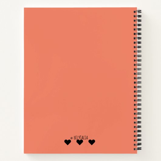 Carnet Simple Script Monogramme Recettes favorites Coral (Dos)
