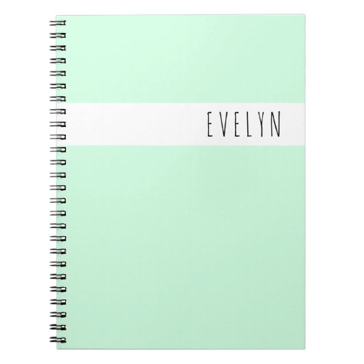 Carnet Simple Skinny Font Name Mint Green Personalized (Devant)