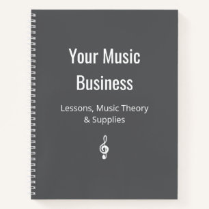 Carnet Simple Treble Clef Music Business Classic Grey